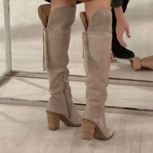 Franco Sarto Over the Knee Suede Boots with Tassel